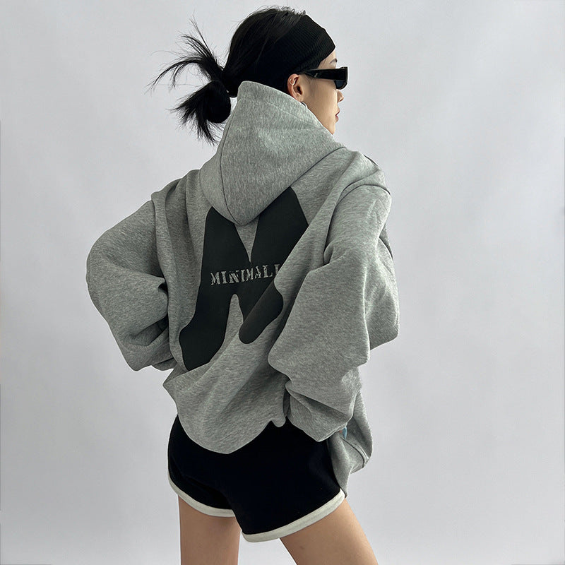 Loose Fitting Hooded Long Sleeved Sweater