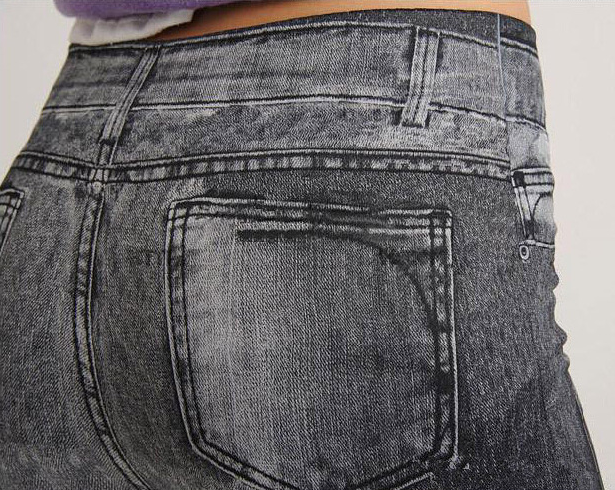 Spring And Autumn Personality Patch Elastic Denim Leggings Wild Slim Nine Points Feet Pants Women
