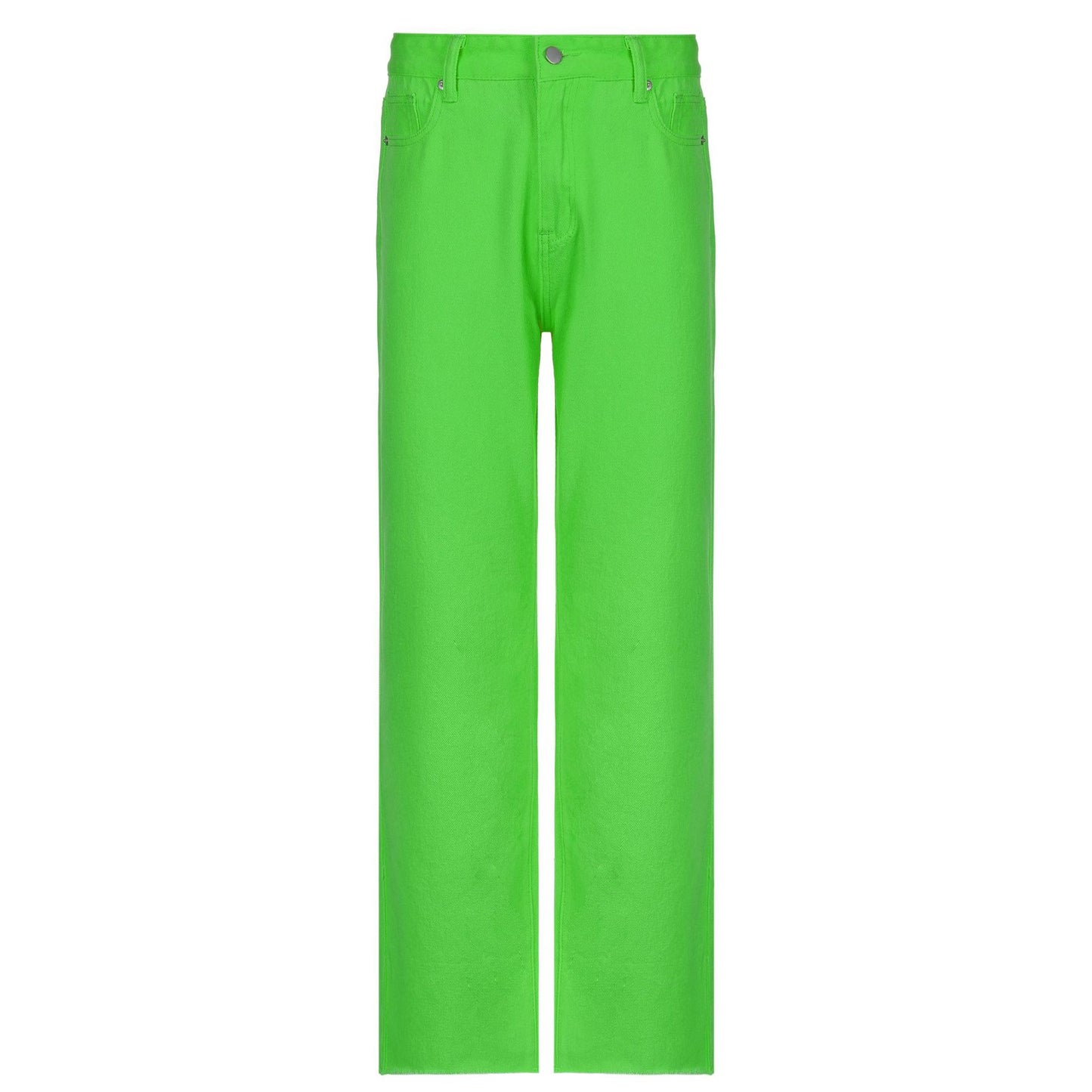 Candy-colored High-rise Casual Straight-leg Pants