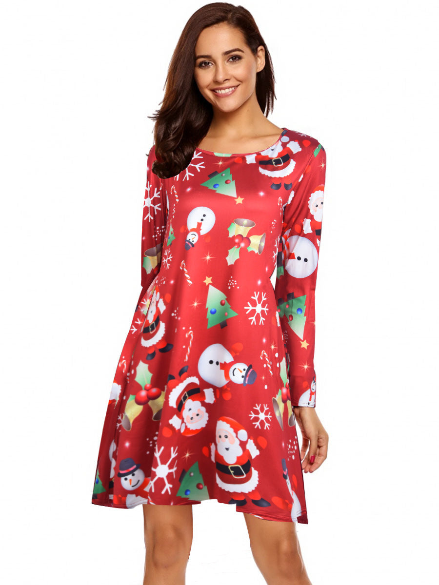 Christmas Printed Dress Multi-pattern