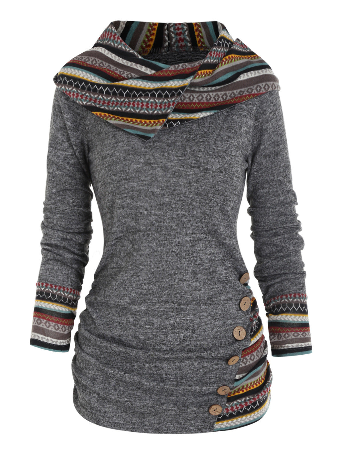 Knitted Long Sleeve Button Top Women