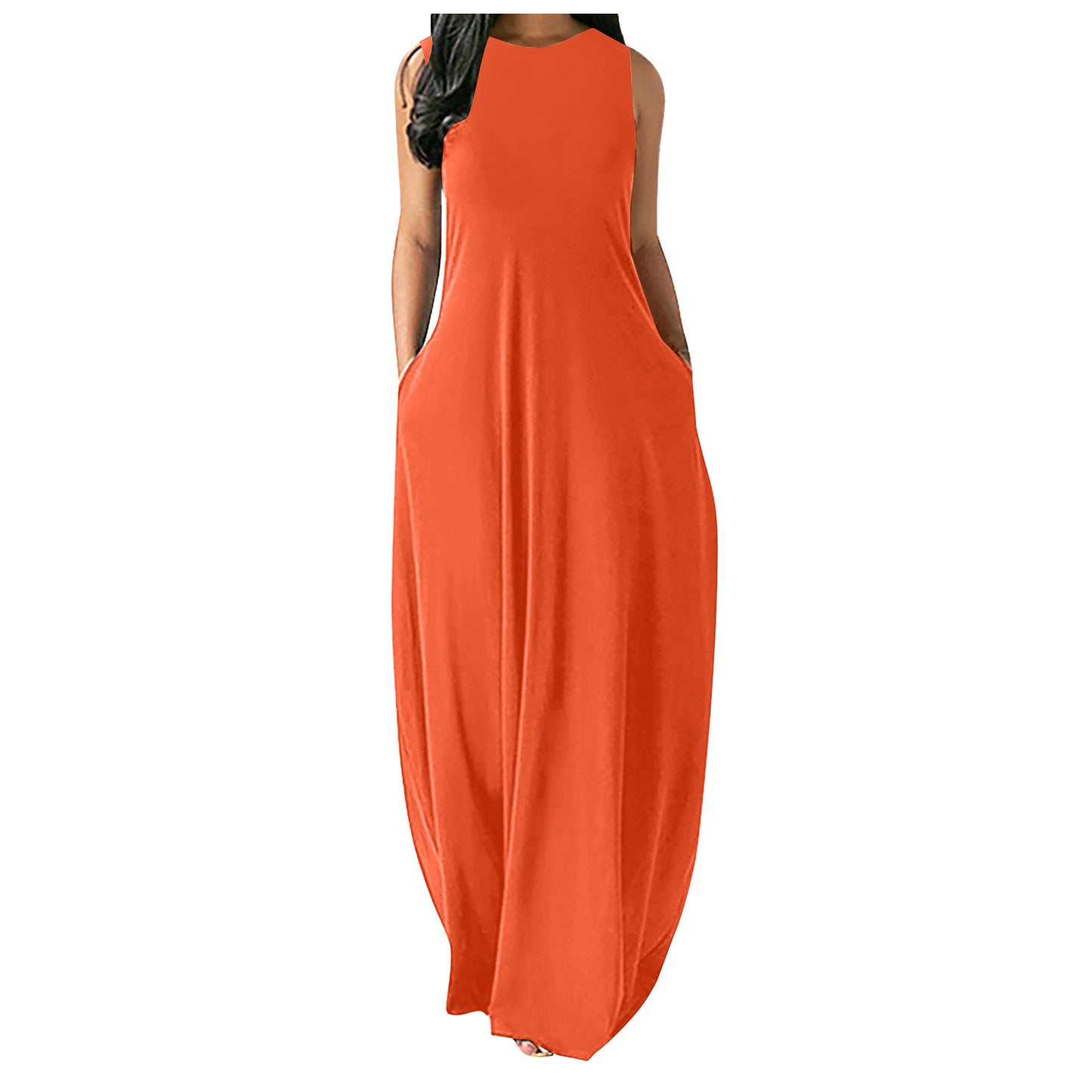 Women's Summer New Style Long Slim Slimming Solid Color Stitching Sleeveless Vest Dress