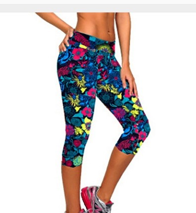 High waist seven print pants elastic shape beautiful body underpants