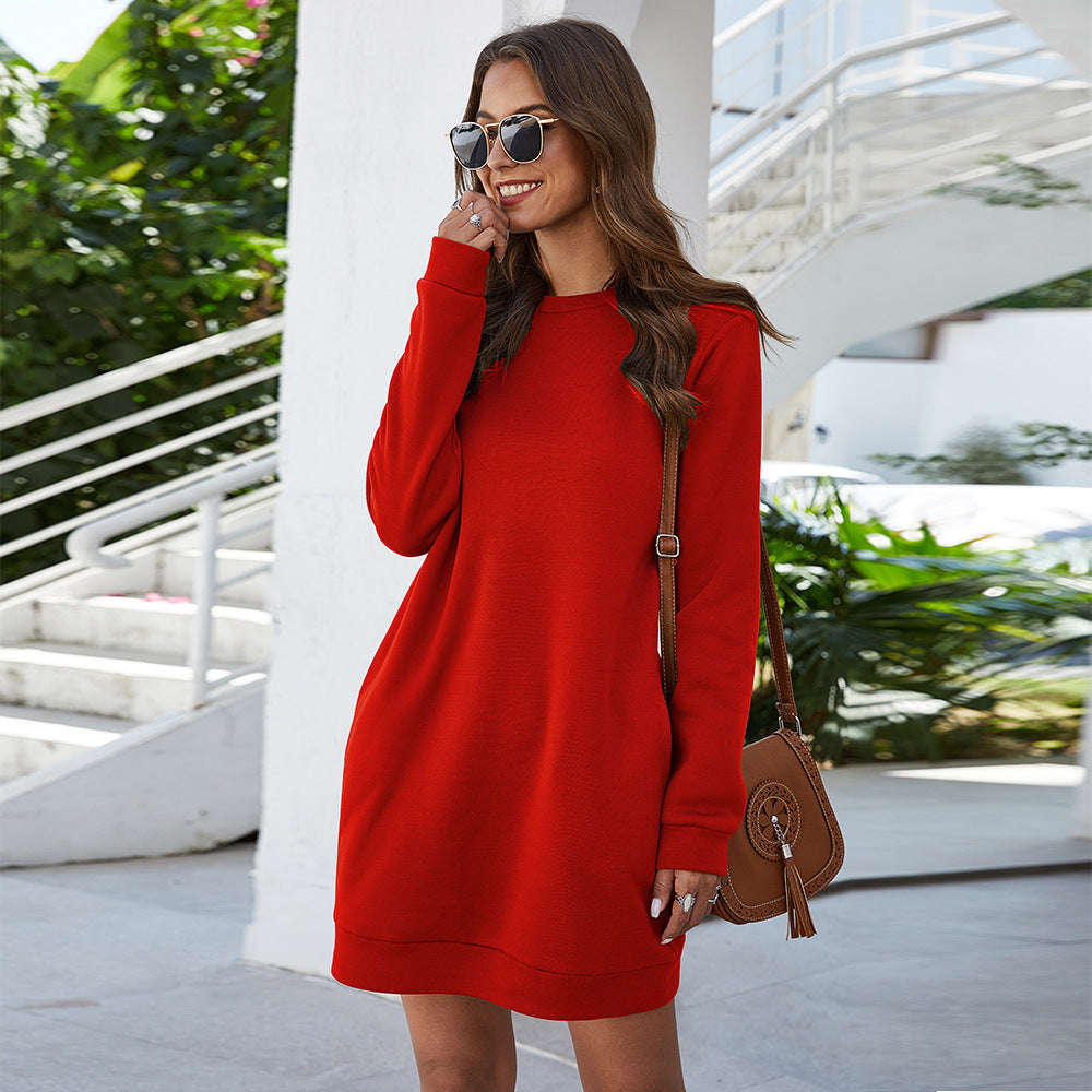 Round neck long sleeve dress