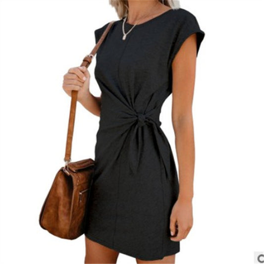 Women's European and American round neck short sleeve dress