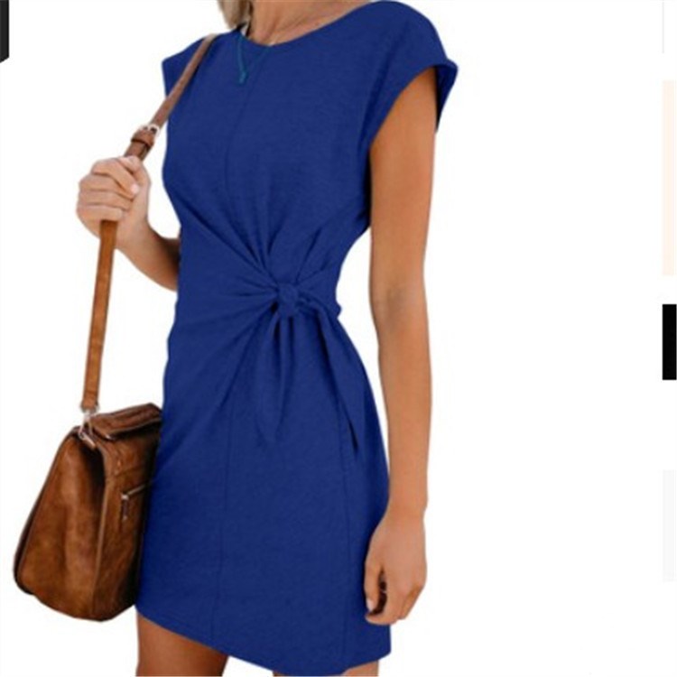 Round neck loose short sleeve dress