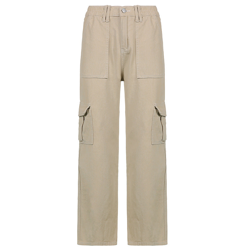 Candy-colored High-rise Casual Straight-leg Pants