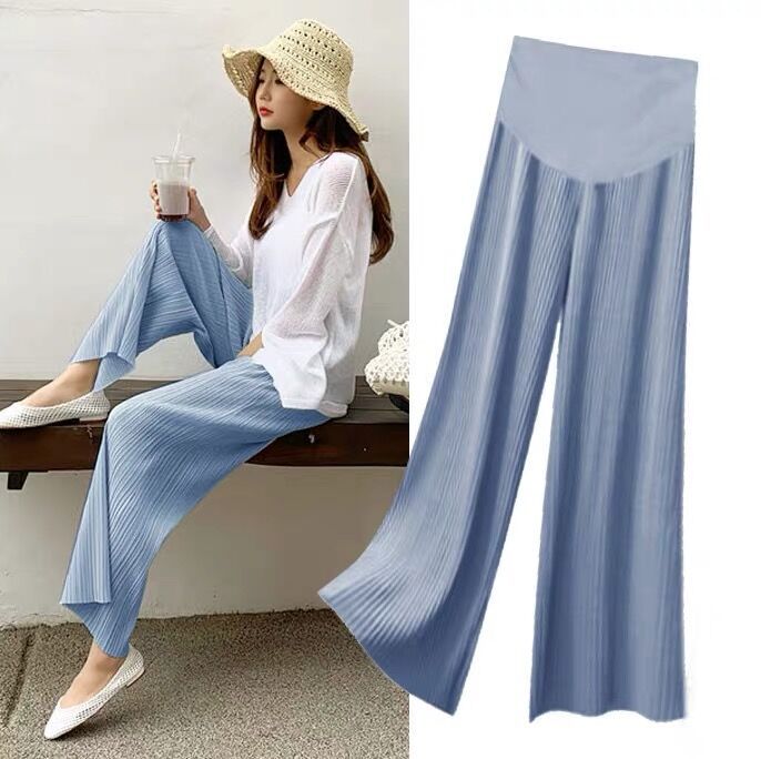 Nine Points Ice Silk Wide-leg Pants Chiffon Outer Wear Fashionable Pants