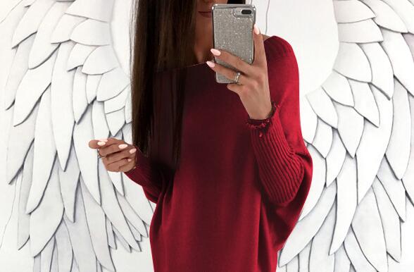 Speed Selling, Autumn Popular New WISH Explosion, Loose Neck, Tight Sleeve, Long Sleeve Dress, 8 Color 8810