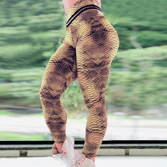 Snake pattern digital printed yoga suit