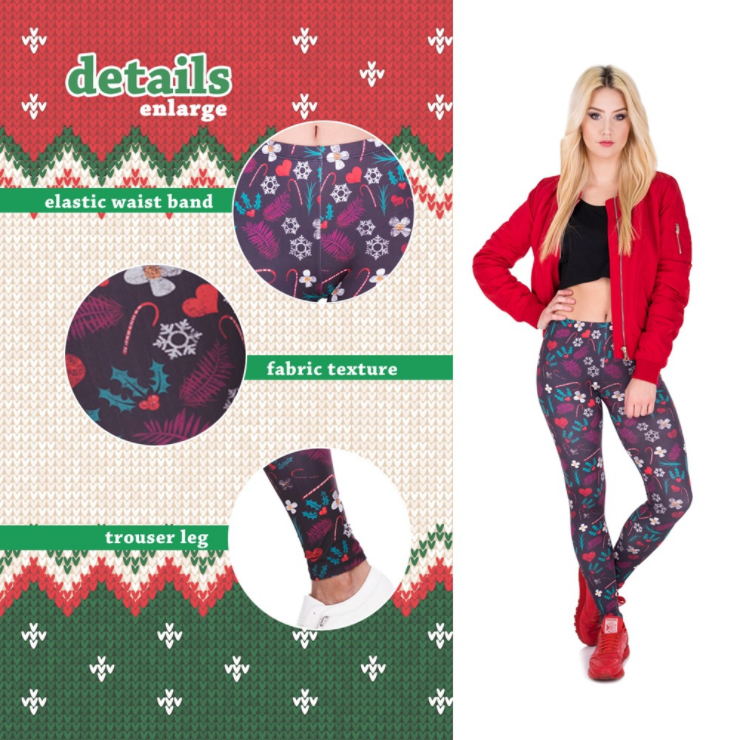 Christmas printed Capris high waisted sports Leggings