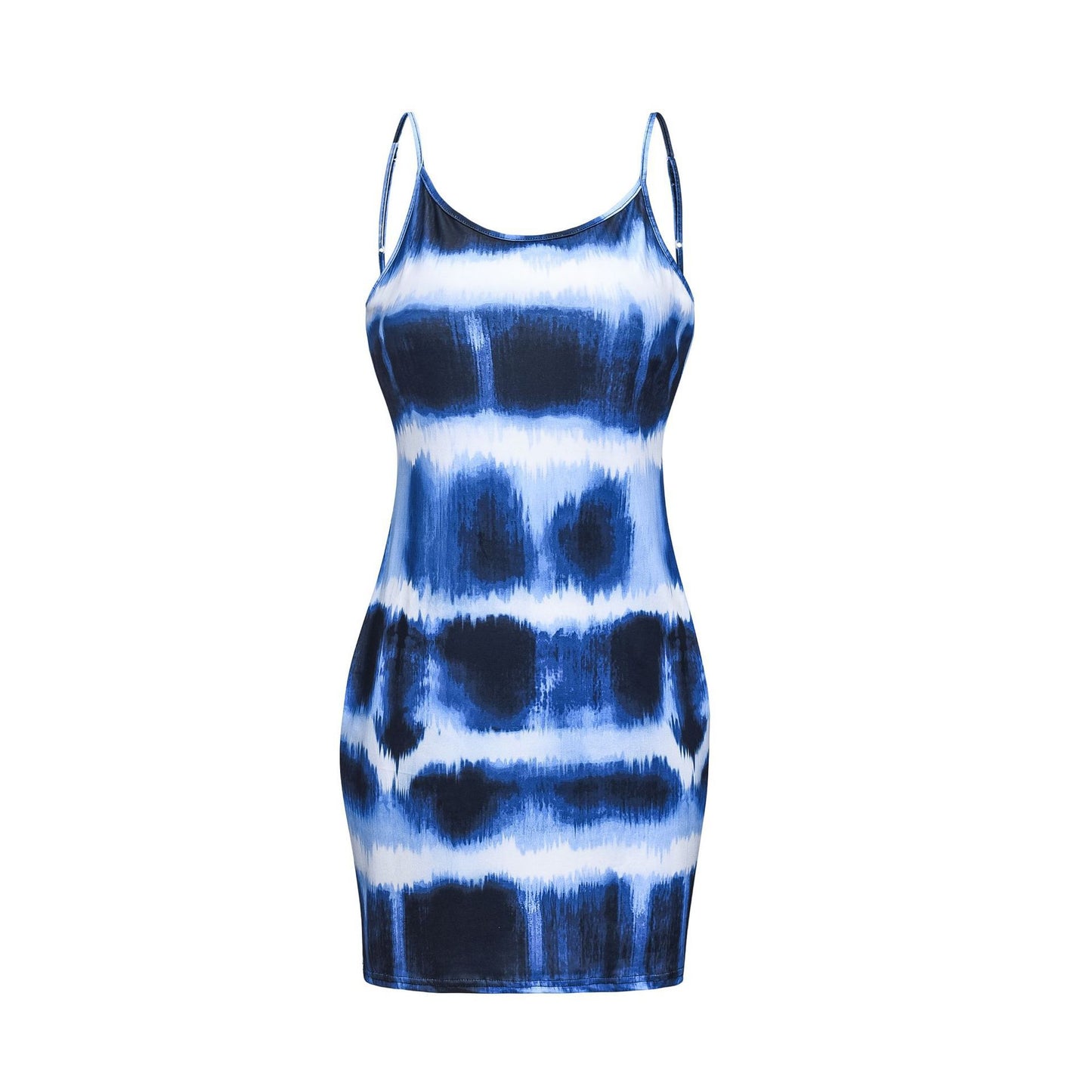 Tie-dye round neck suspender dress