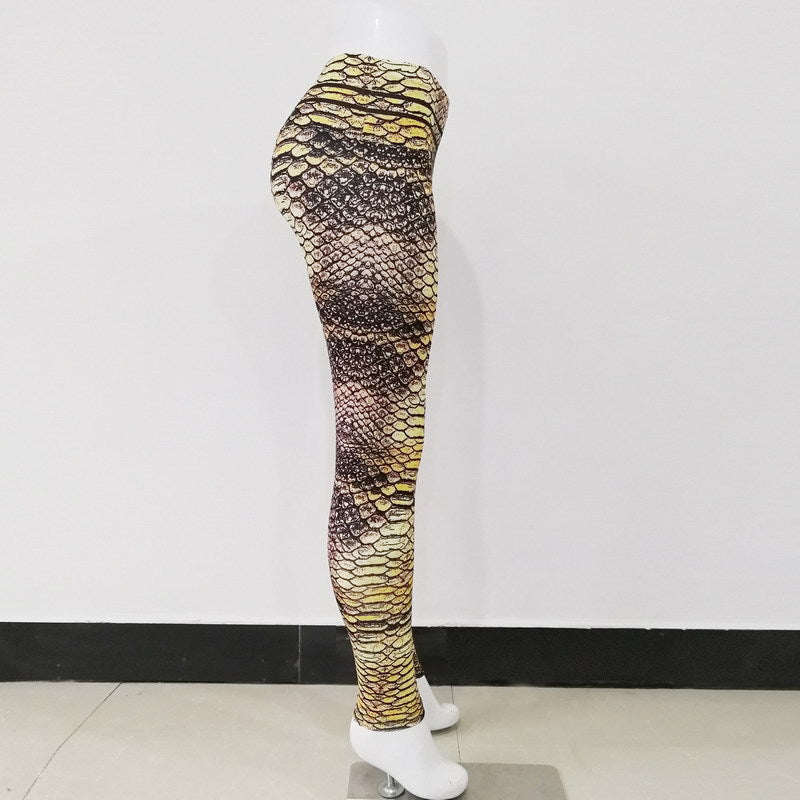 Snake pattern digital printed yoga suit