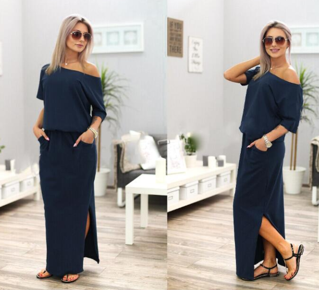 ummer Long Maxi BOHO Evening Blue