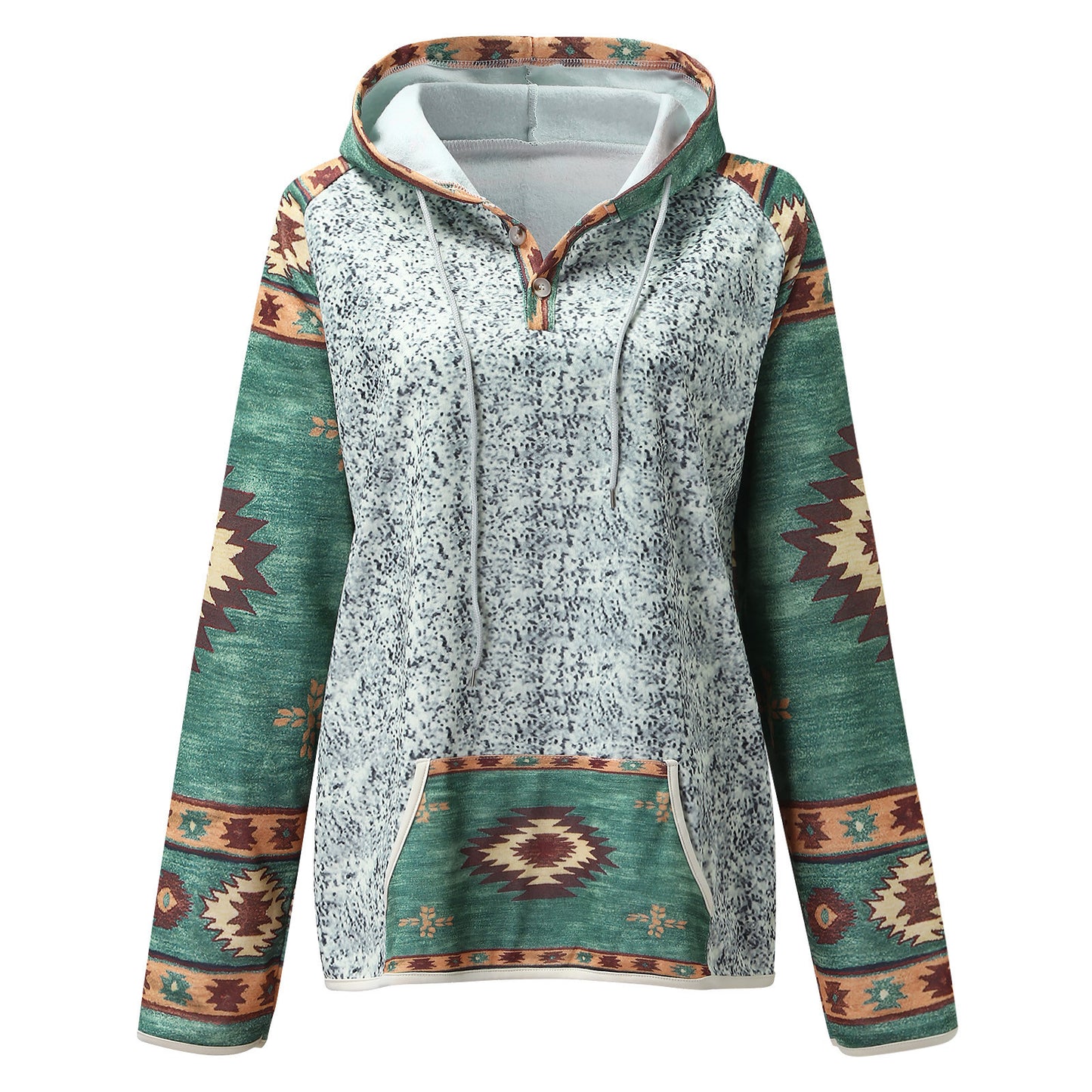 Autumn And Winter Leisure Printed European And American V-neck Hooded Color Sweater