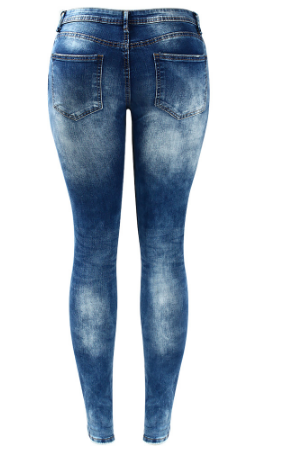 Stretch cotton hole pencil feet jeans women