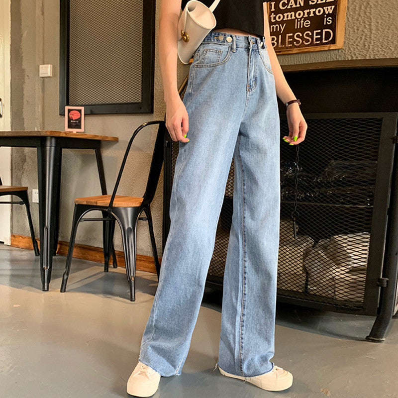 Loose High Waist Drape Wide-leg Pants Slim Jeans