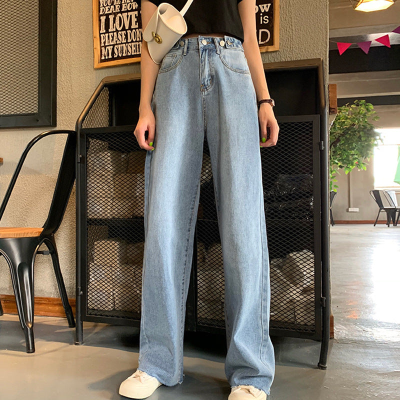 Loose High Waist Drape Wide-leg Pants Slim Jeans