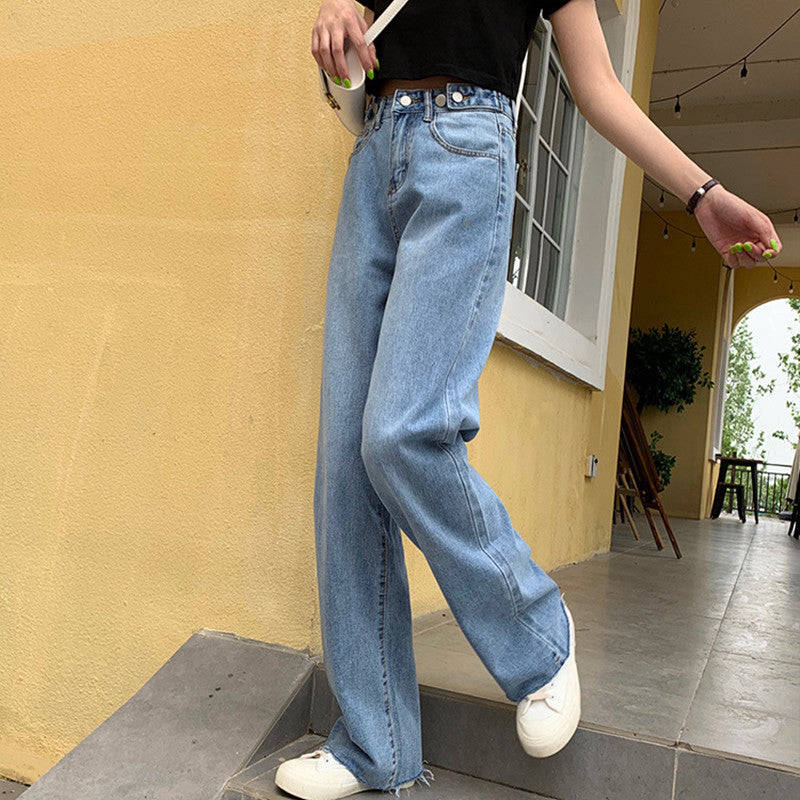 Loose High Waist Drape Wide-leg Pants Slim Jeans