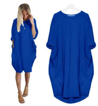 Explosive Casual Loose Pocket Long Sleeve Dress