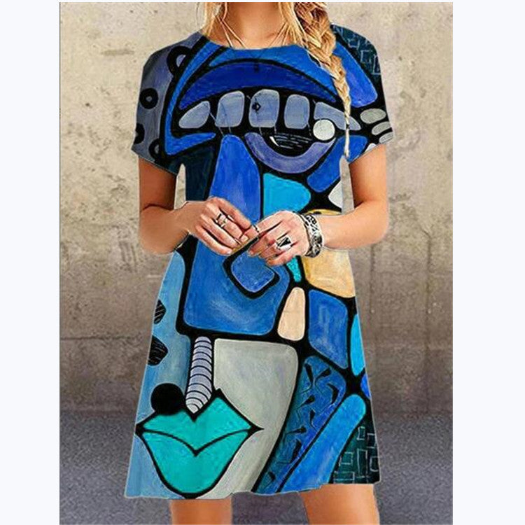 Fashion Art Print Plus Size Loose Dress