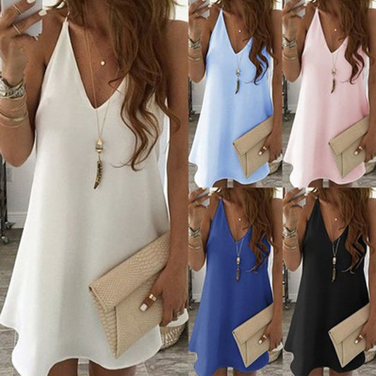 Chiffon Sling V-neck Swing Dress