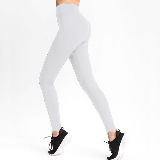 New European And American Solid Color Fashion High-waist Aports Fitness Yoga Pants