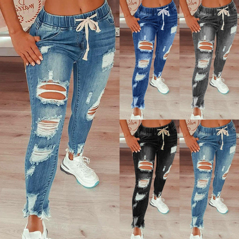 Hot Selling European And American Women'S Jeans Slim Slimming Women'S Jeans Trousers