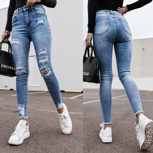 Women's Denim Trousers For Slim Slimming In Summer