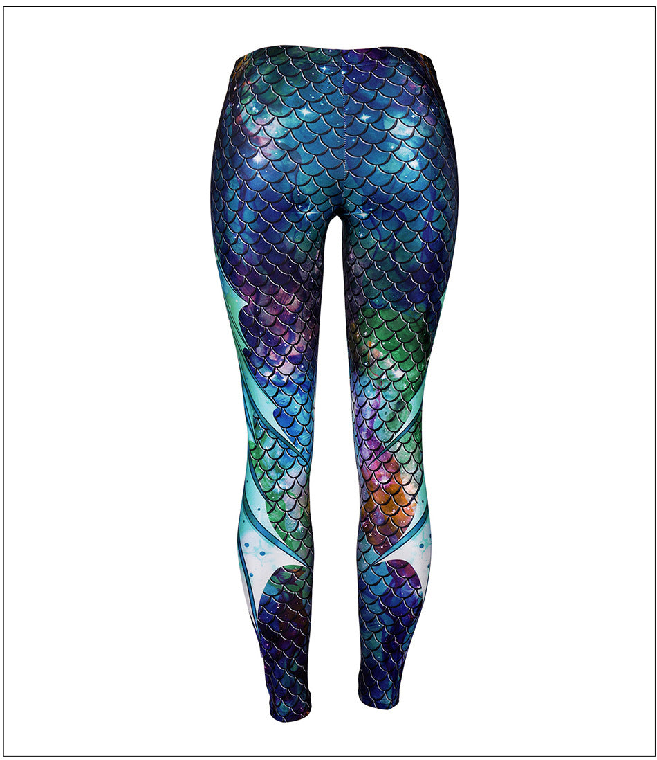 3D Mermaid Fish Scale Print Sports Women'S Leggings