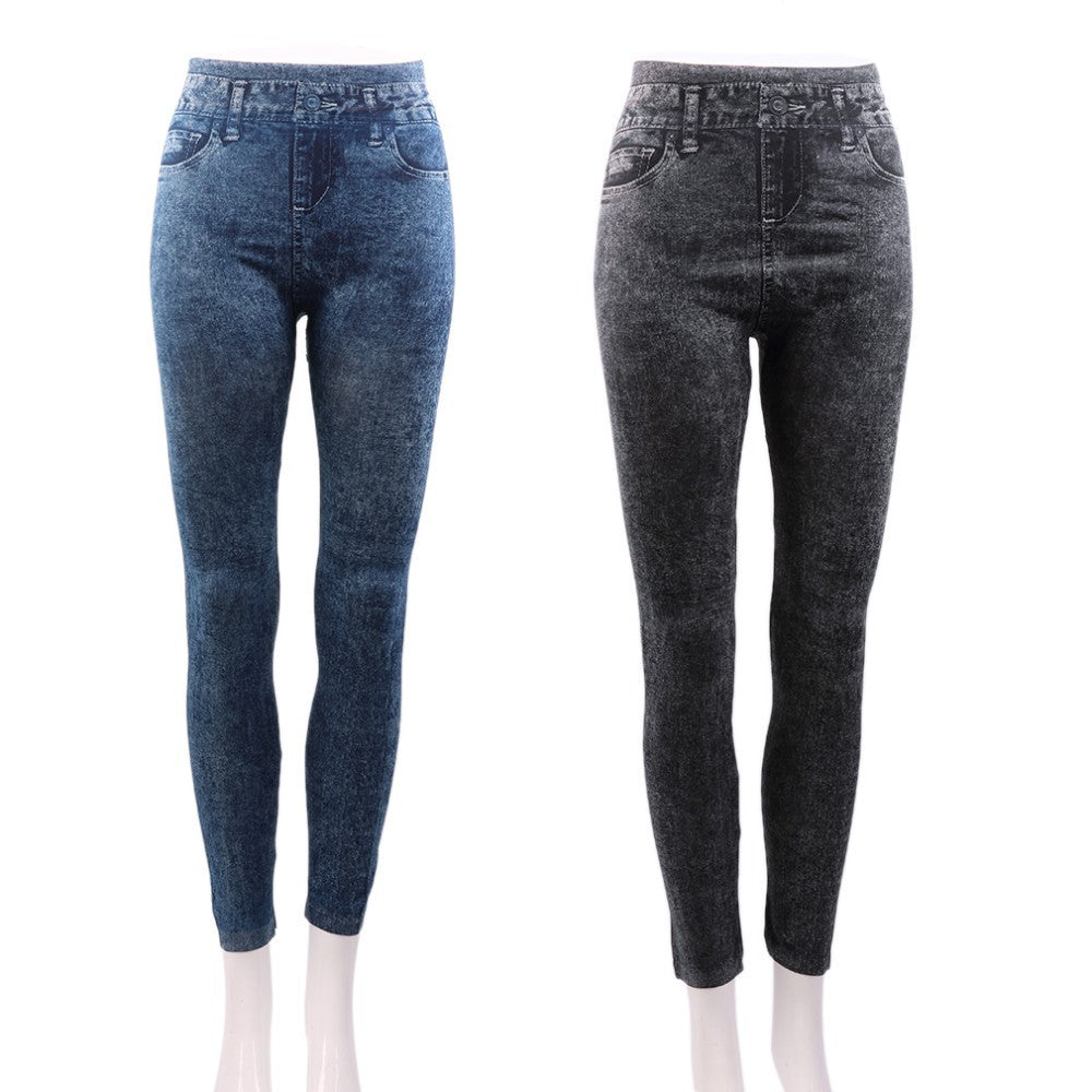 Slim Leggings Snowflake Imitation Denim Pencil Pants