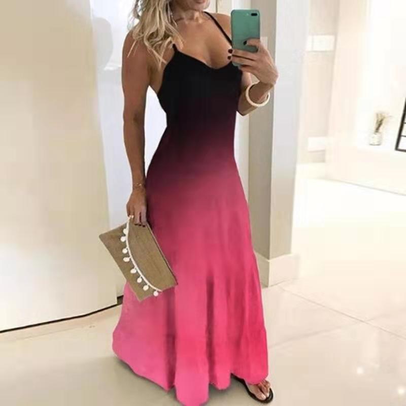 Summer European And American Cross-Border Hot-Selling Sexy And Comfortable Strap Button Waist Dress