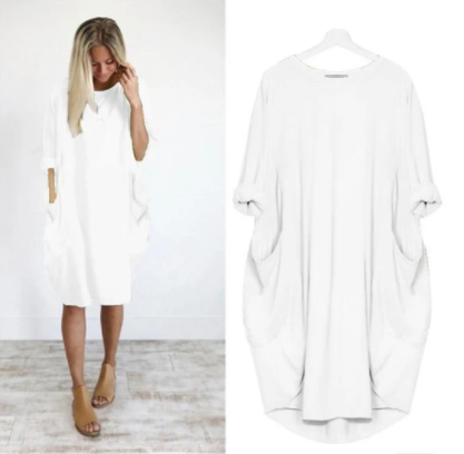 Explosive Casual Loose Pocket Long Sleeve Dress