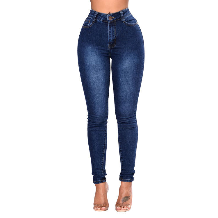 Simple Fashion Ladies High Stretch Jeans