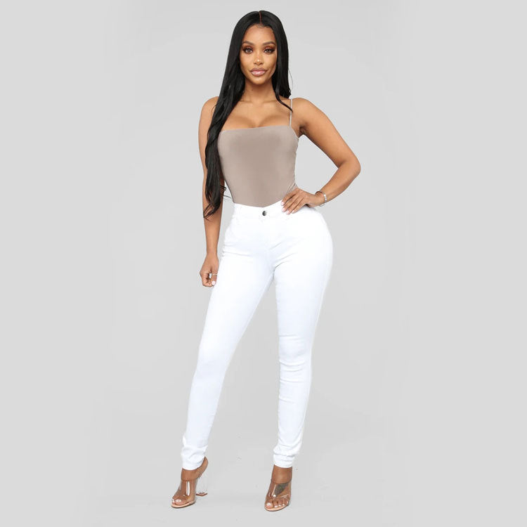 Simple Fashion Ladies High Stretch Jeans