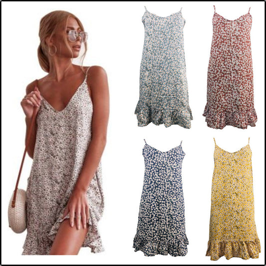 Sexy Suspender Nightdress Travel Holiday Floral Print Jumpsuit