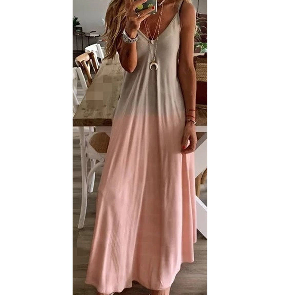 Slim Slimming Gradient Print Long Dress