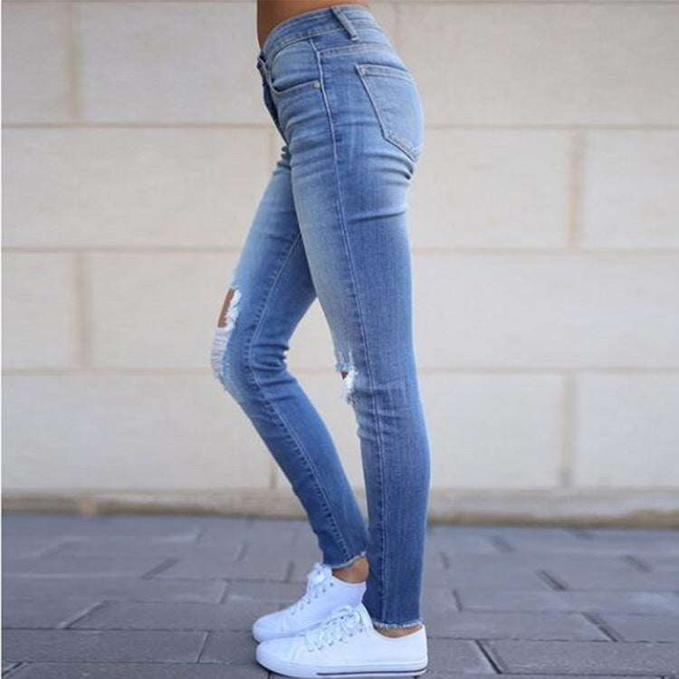 Women's Jeans With Ripped Tassels