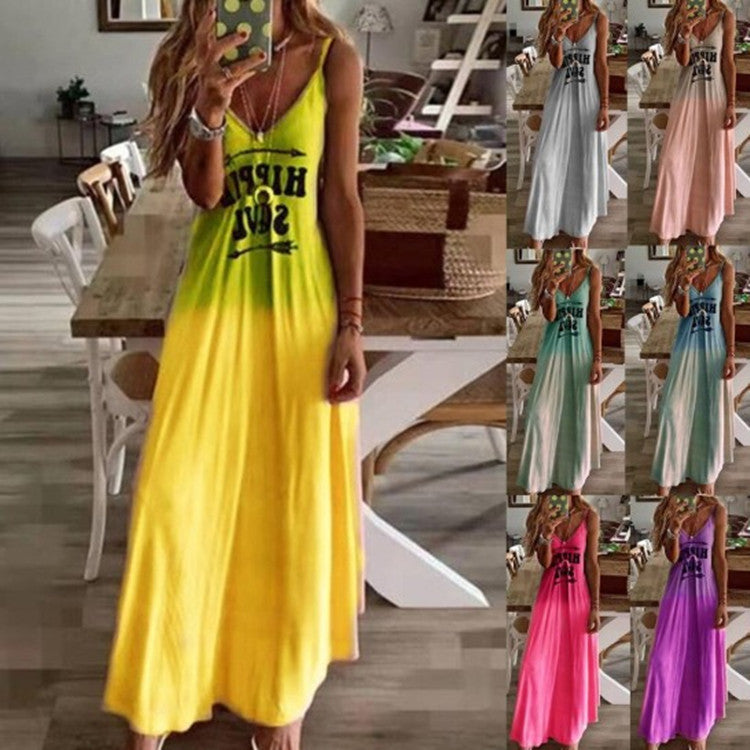 Autumn Europe And America New Hot Sale Slim And Thin Letter Print Long Dress