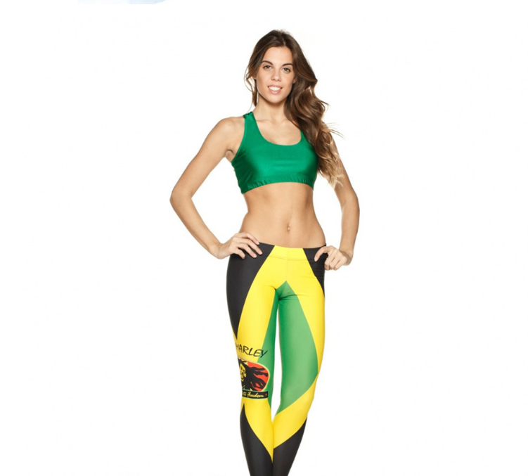 Spring and Autumn Thin Star Digital Printing Wholesale Jamaica Flag Sexy Leggings