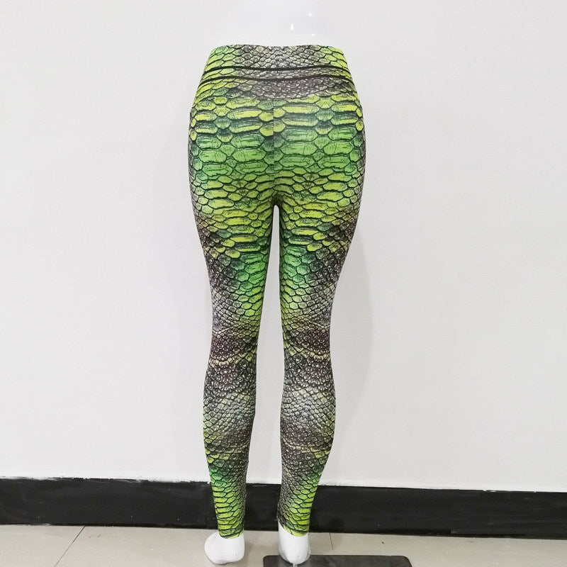 Snake pattern digital printed yoga suit