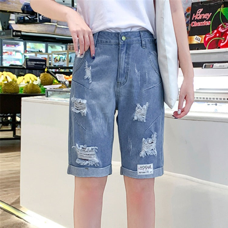 Spring and summer new five-point denim shorts