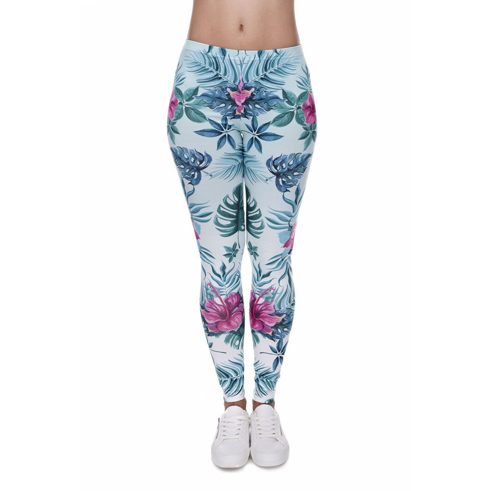 Tortoise back leaf floral cropped pants