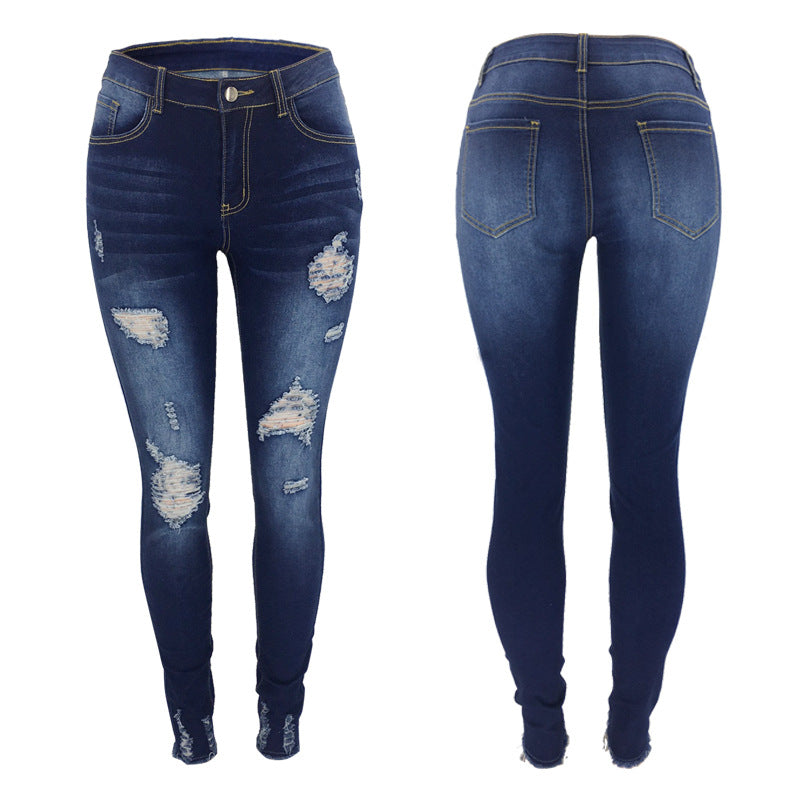 Women's Ripped Jeans Slim Fit Skinny