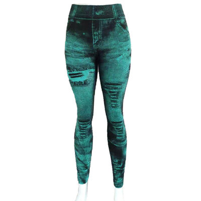 Women's Super Elastic 9-point Denim Leggings