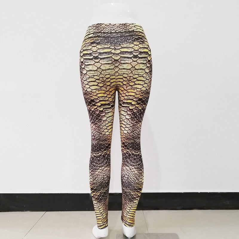 Snake pattern digital printed yoga suit