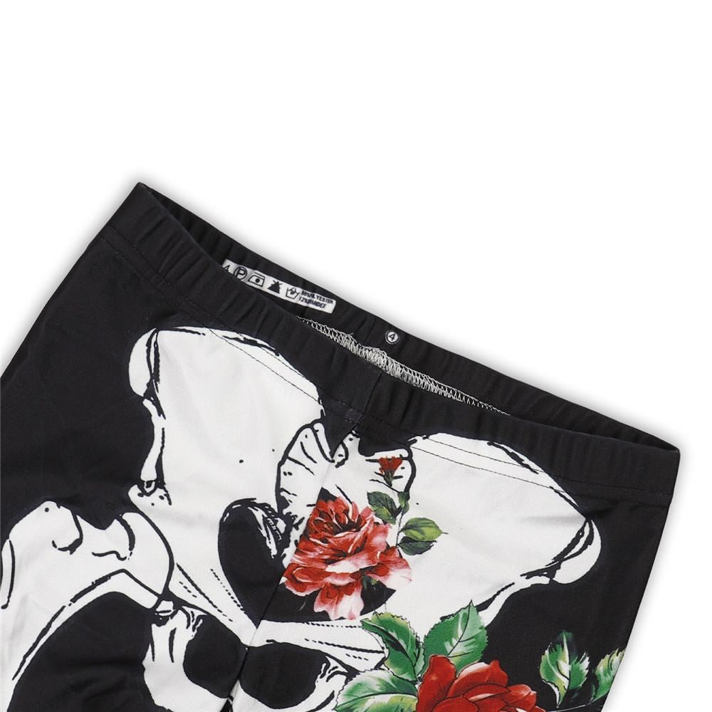 3D Rose Skull Print pants for women