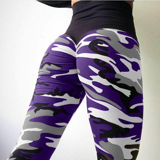 Hips high waist camouflage stitching slim yoga seven points bottoming pencil pants