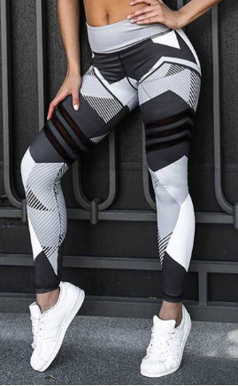 Geometric print slim yoga track pants