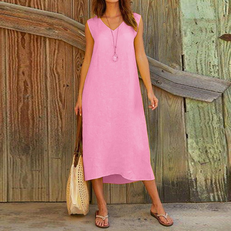 V-neck Sleeveless Long Casual Holiday Dress